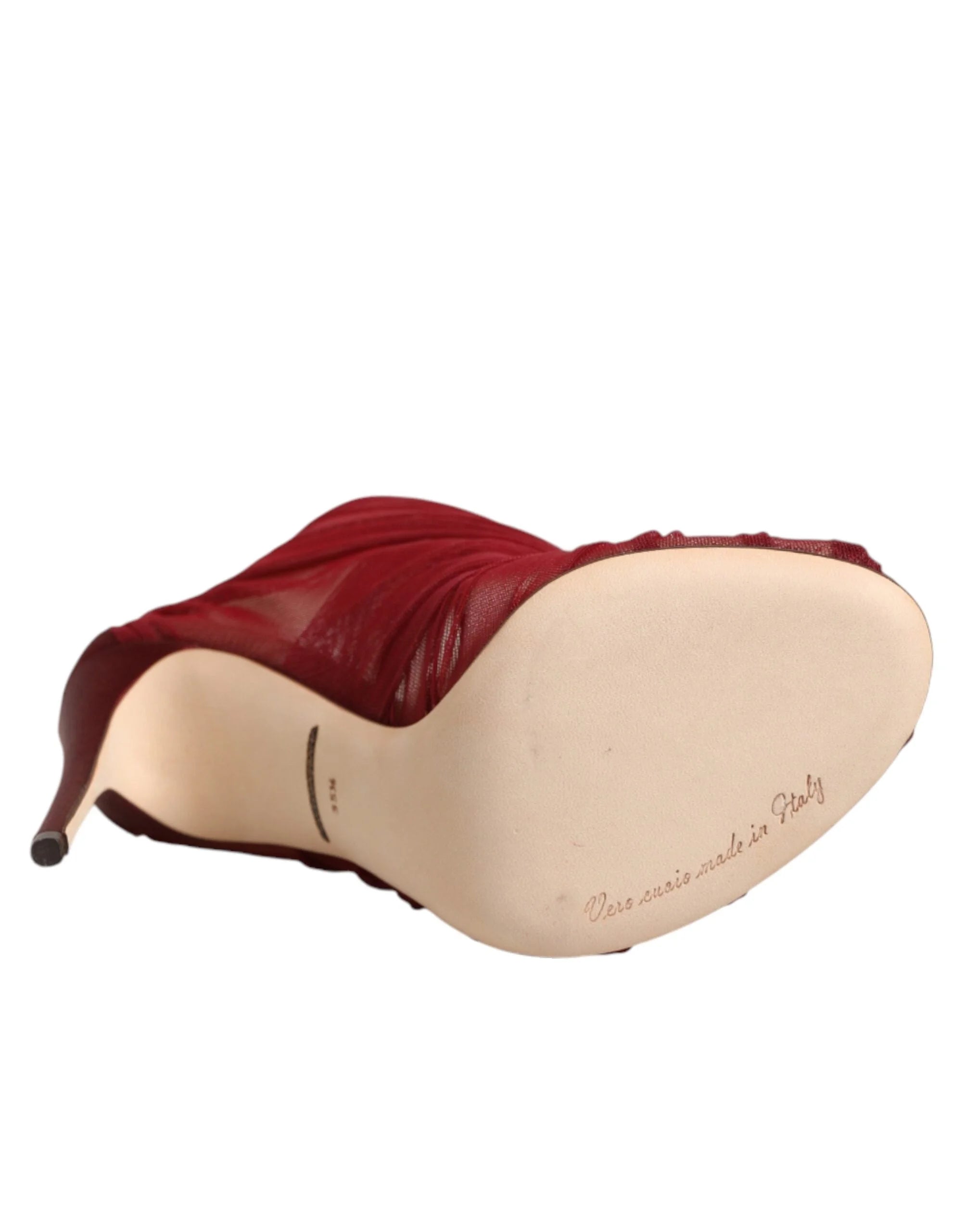 Dolce & Gabbana Red Tulle Ankle Boots Stiletto Heels Shoes - EU35.5/US5 - Boots