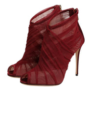 Dolce & Gabbana Red Tulle Ankle Boots Stiletto Heels Shoes - EU35.5/US5