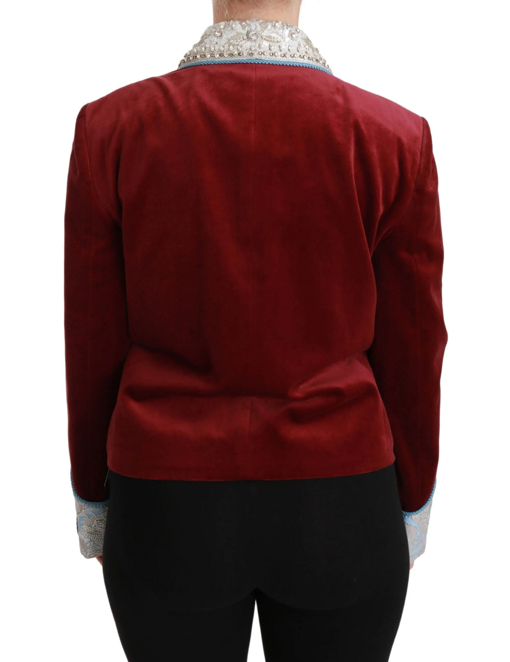 Dolce & Gabbana Red Velvet Baroque Crystal Blazer Jacket - Coats & Jackets