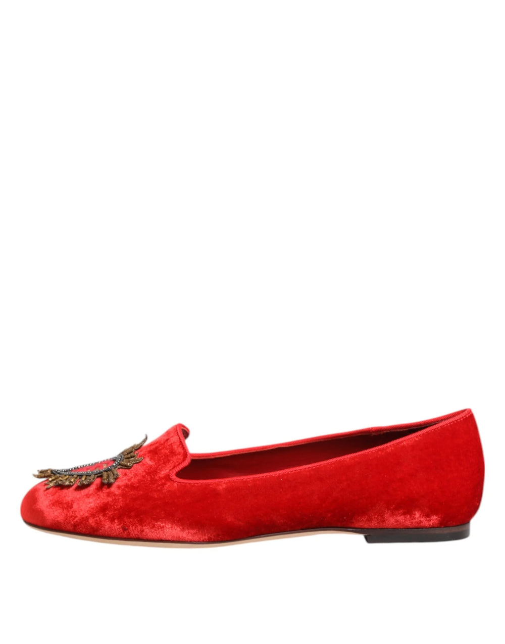 Dolce & Gabbana Red Velvet DG Heart Loafers Flats Shoes - EU36/US5.5 - Flats