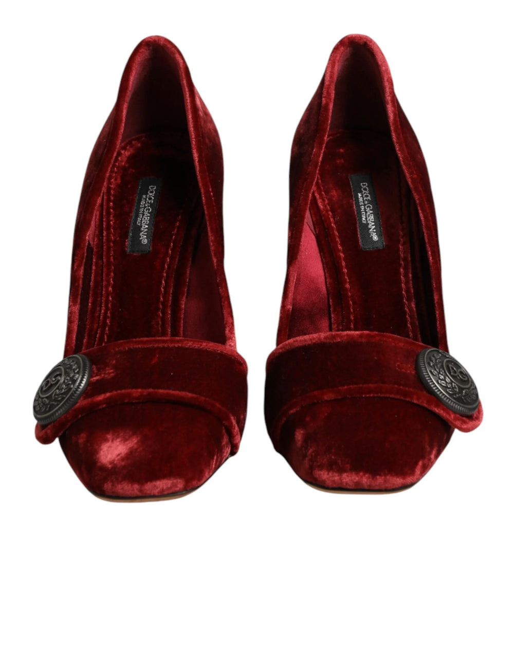 Dolce & Gabbana Red Velvet Embellished Heels Pumps Shoes - EU38/US7.5