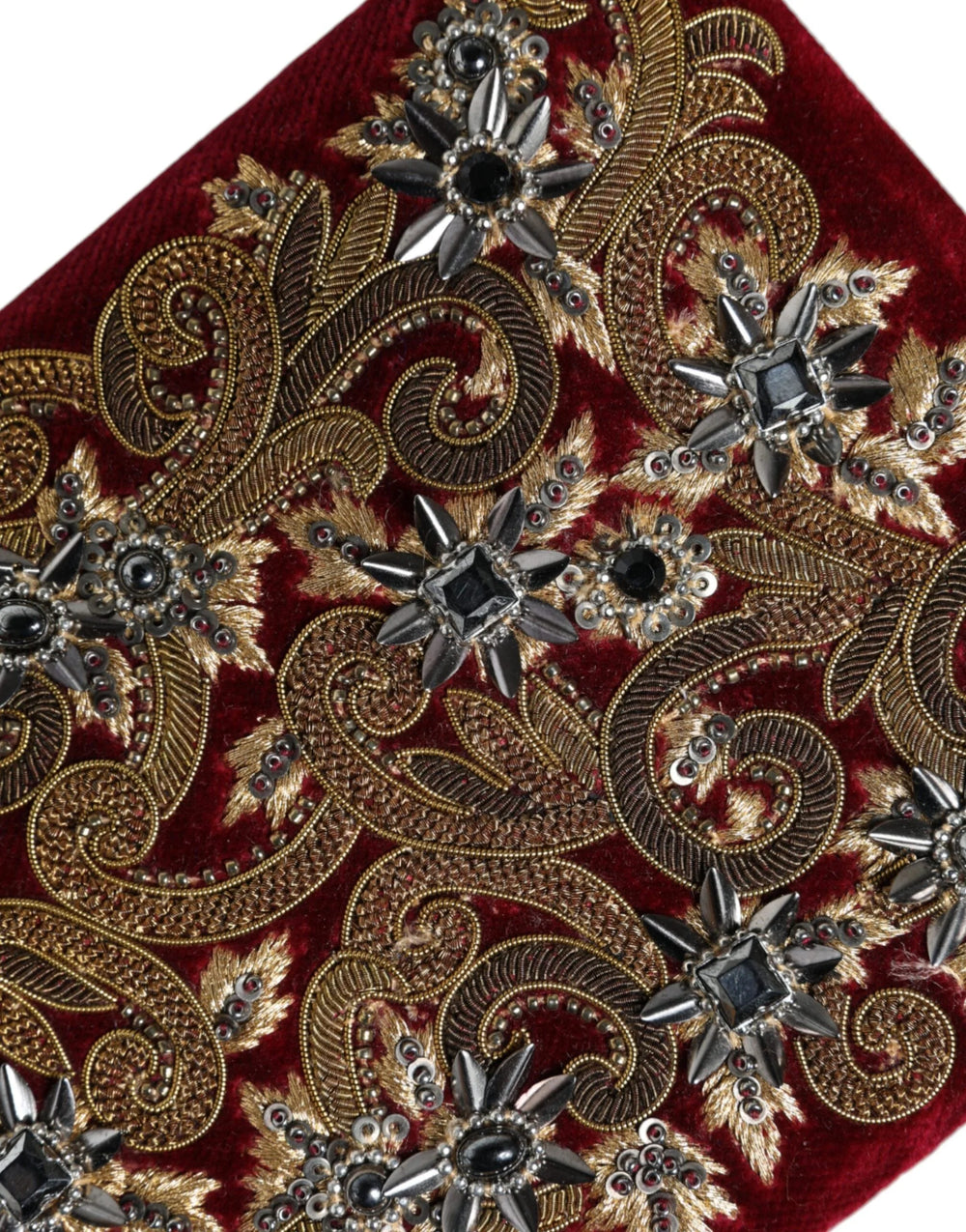 Dolce & Gabbana Red Velvet Gold Frame Clutch Evening Party Purse Bag - Clutch Bags