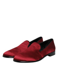 Dolce & Gabbana Red Velvet Slip On Loafers Formal Shoes - EU45/US12 - Flats