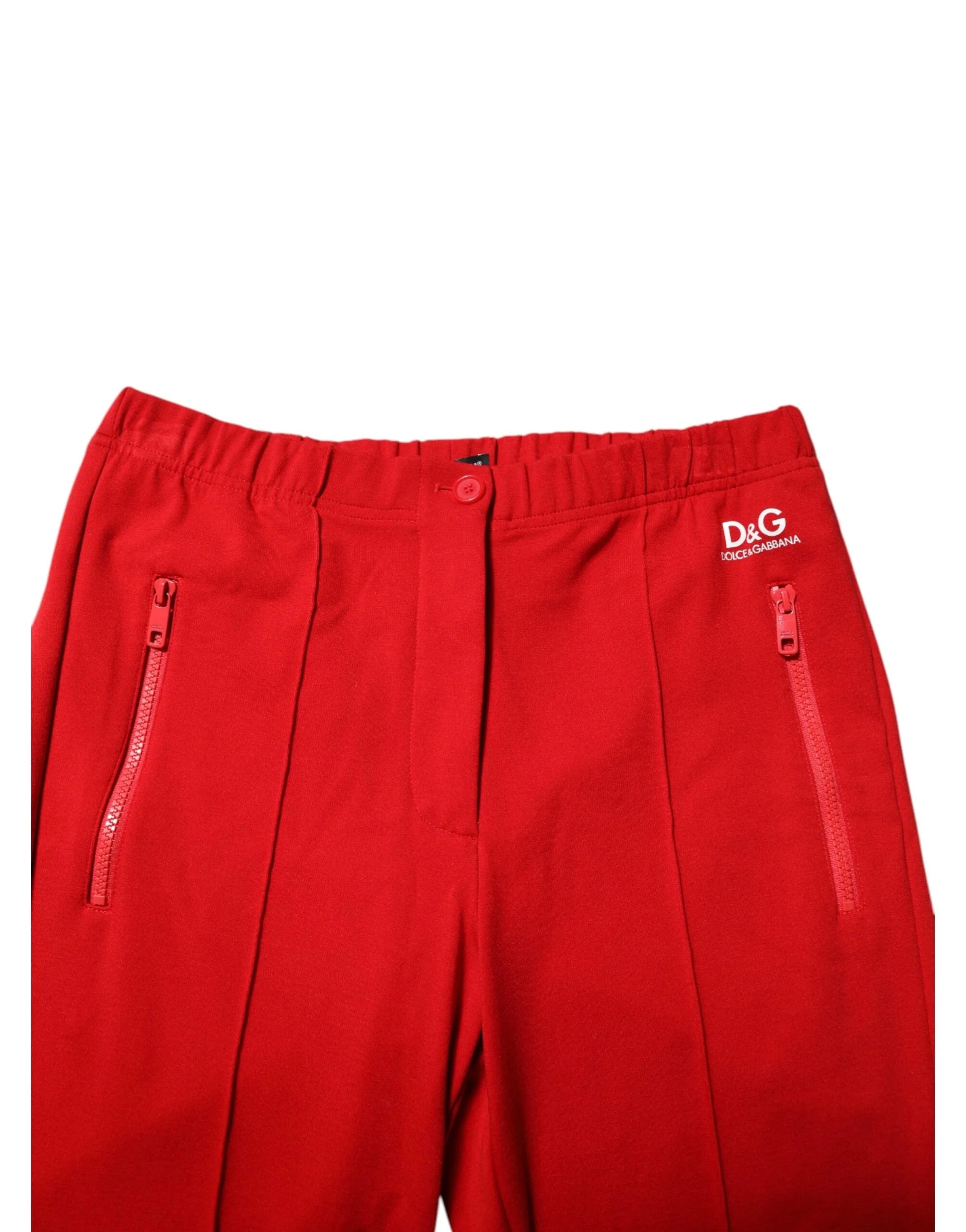 Dolce & Gabbana Red Viscose Logo Jogger Men Sweatpants Pants - IT46 | S