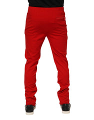 Dolce & Gabbana Red Viscose Logo Jogger Men Sweatpants Pants - IT46 | S
