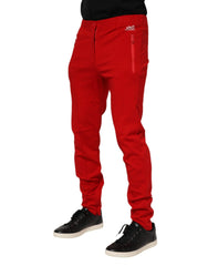 Dolce & Gabbana Red Viscose Logo Jogger Men Sweatpants Pants - IT46 | S