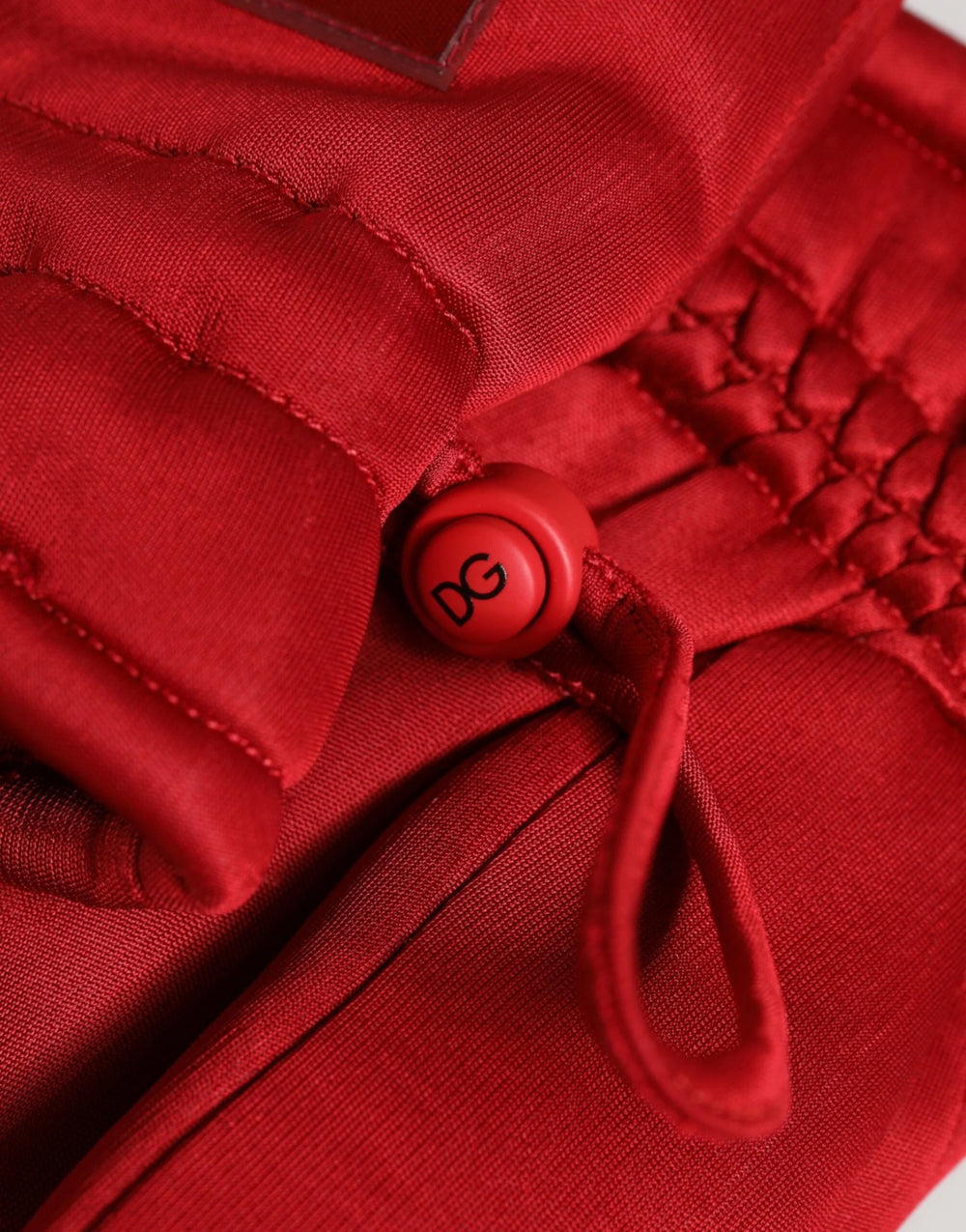 Dolce & Gabbana Red Viscose Motorcycle Biker Mitten Gloves - 9,5|L