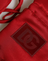 Dolce & Gabbana Red Viscose Motorcycle Biker Mitten Gloves - 9,5|L