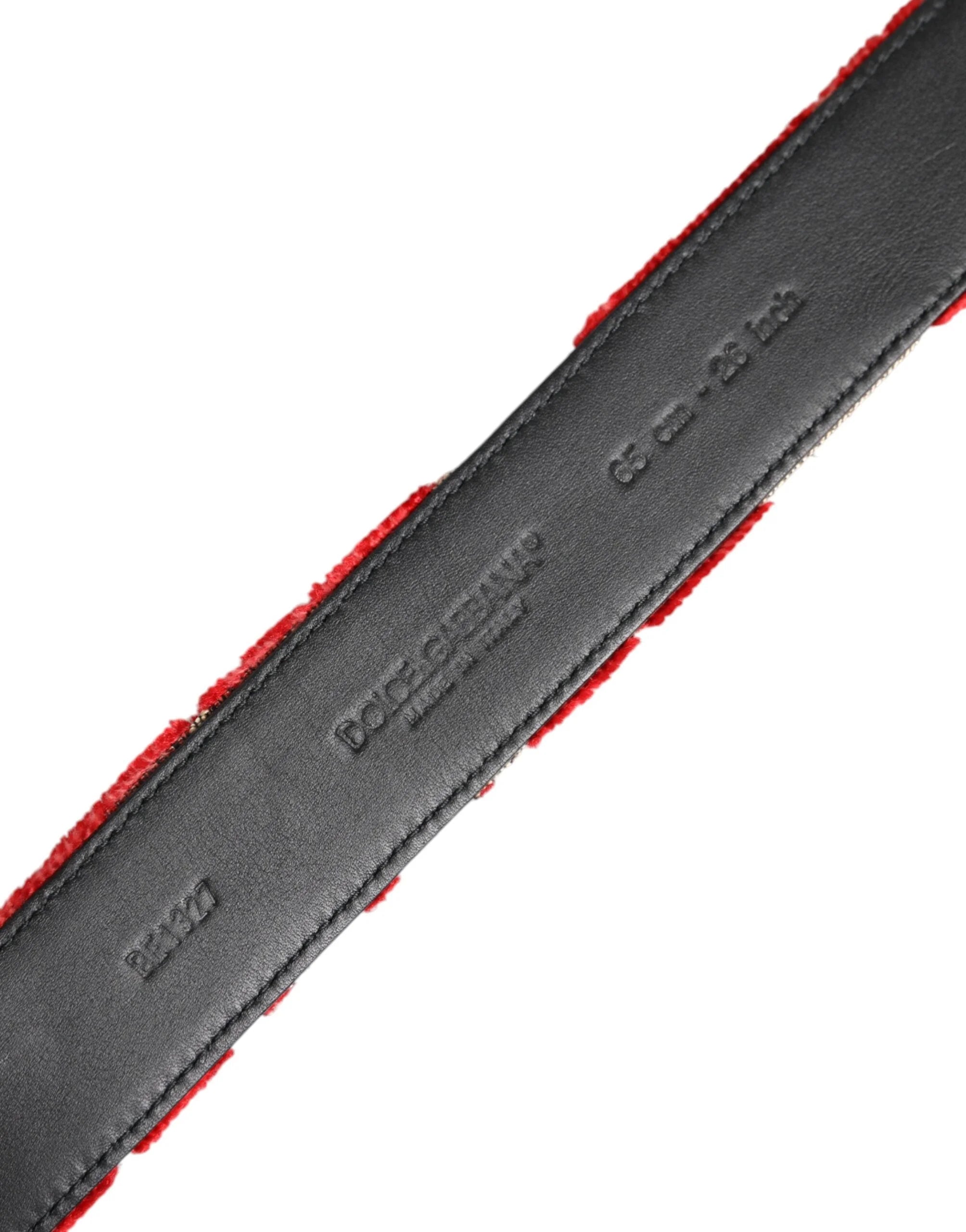 Dolce & Gabbana Red Viscose Silver DG Logo Metal Buckle Belt - 65 cm / 26 Inches - Belts