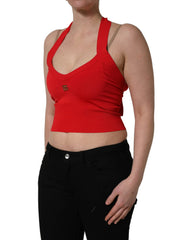 Dolce & Gabbana Red Viscose Sleeveless Halter Crop Tank Top - IT38 | XS