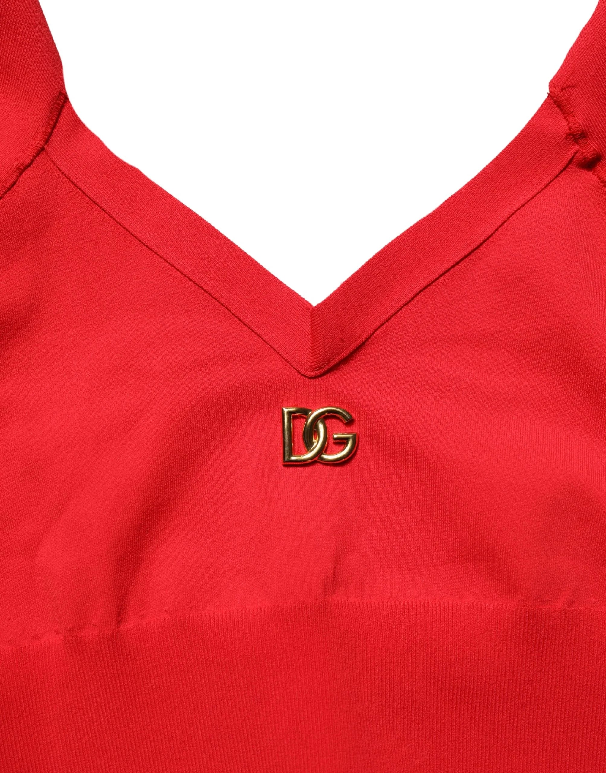 Dolce & Gabbana Red Viscose Sleeveless Halter Crop Tank Top - IT38 | XS