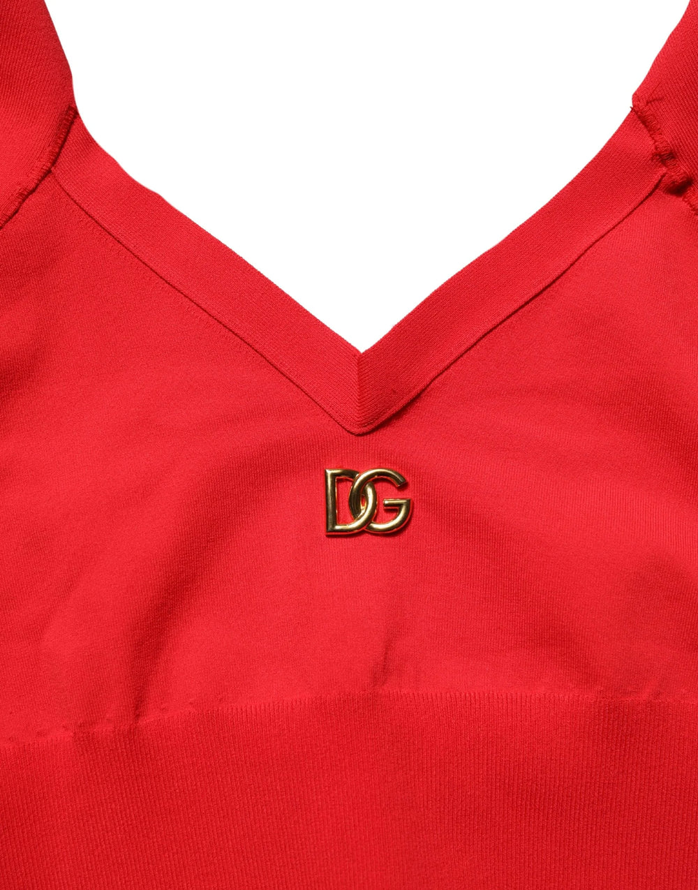 Dolce & Gabbana Red Viscose Sleeveless Halter Crop Tank Top - IT38 | XS