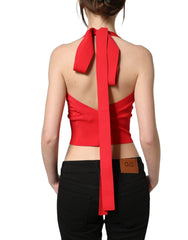 Dolce & Gabbana Red Viscose Sleeveless Halter Crop Tank Top - IT38 | XS