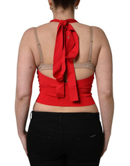 Dolce & Gabbana Red Viscose Sleeveless Halter Crop Tank Top - IT38 | XS