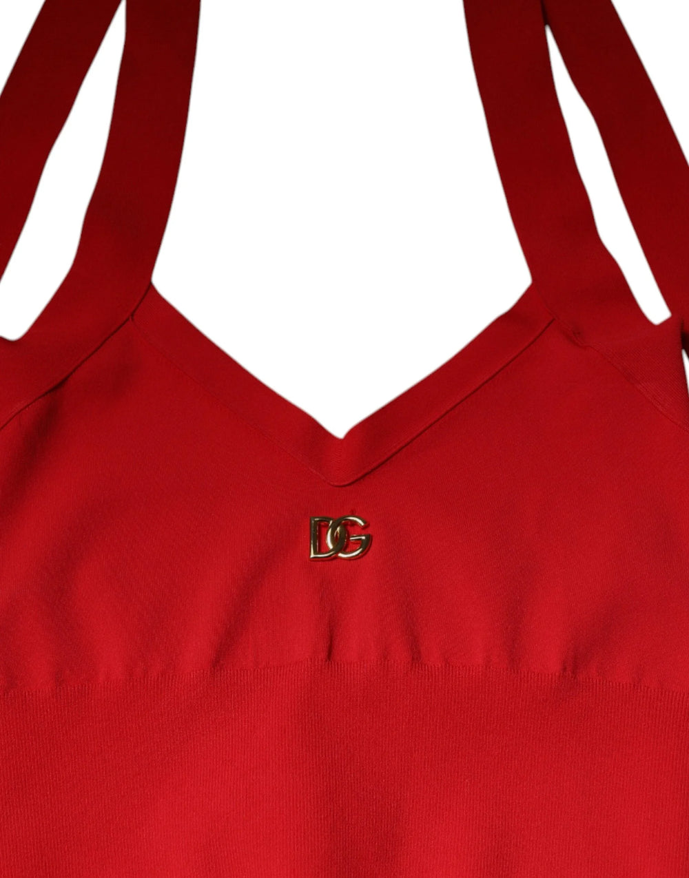 Dolce & Gabbana Red Viscose Sleeveless Halter Cropped Tank Top - IT38 | XS - Tank Tops
