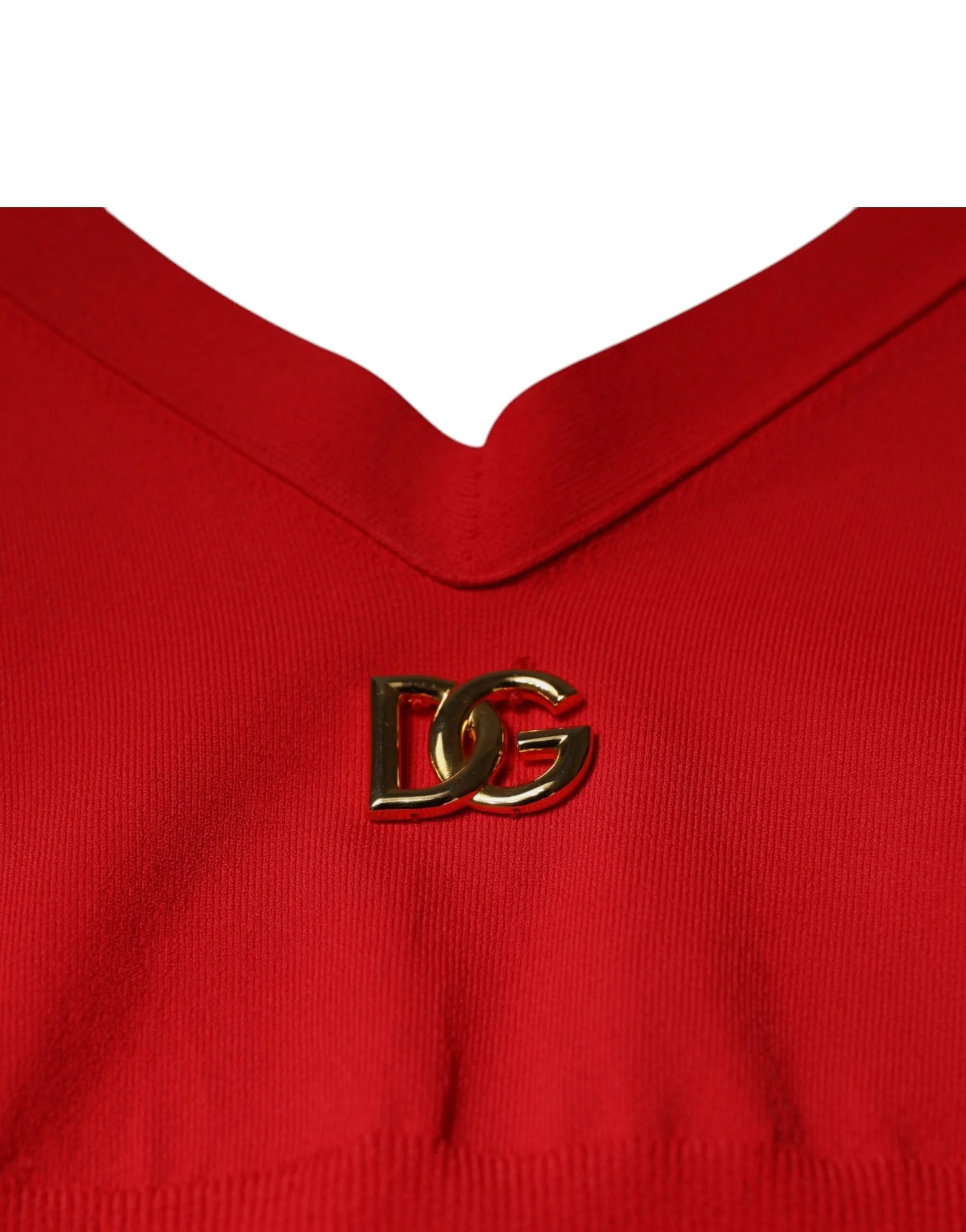 Dolce & Gabbana Red Viscose Sleeveless Halter Cropped Tank Top - IT38 | XS - Tank Tops