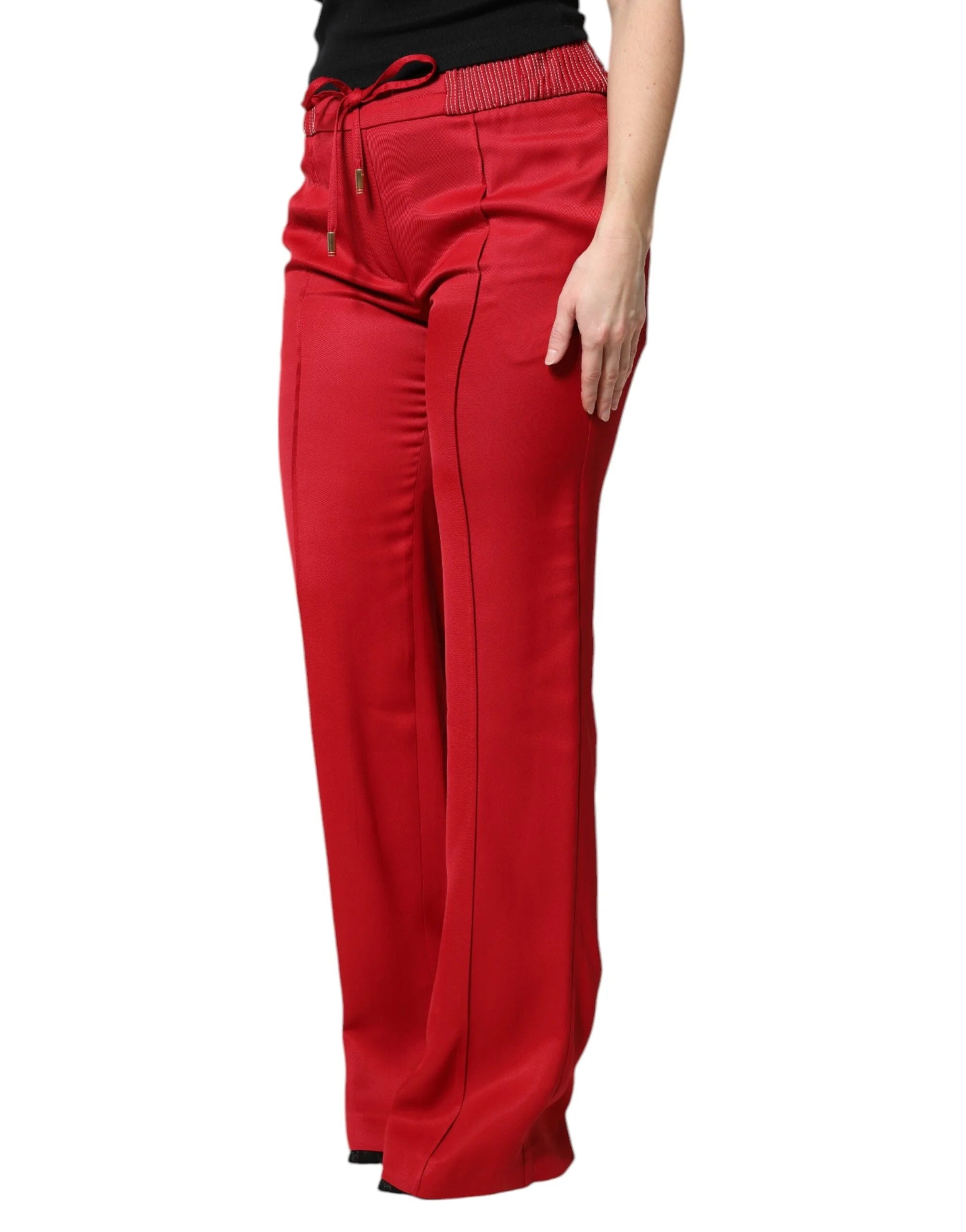 Dolce & Gabbana Red Viscose Straight Fit Pants - IT42|M - Trousers