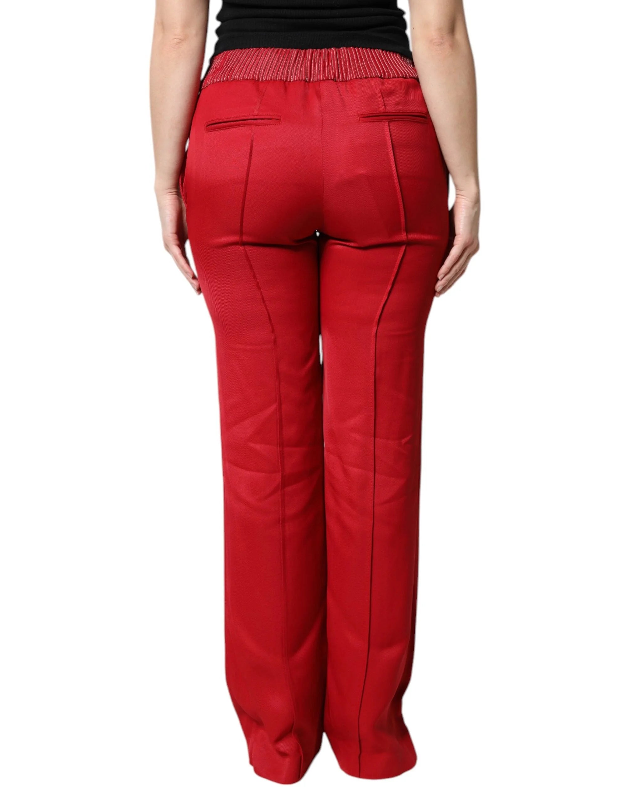 Dolce & Gabbana Red Viscose Straight Fit Pants - IT42|M - Trousers