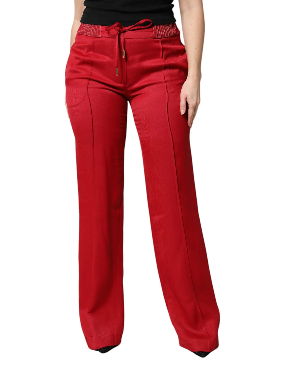 Dolce & Gabbana Red Viscose Straight Fit Pants - IT42|M - Trousers