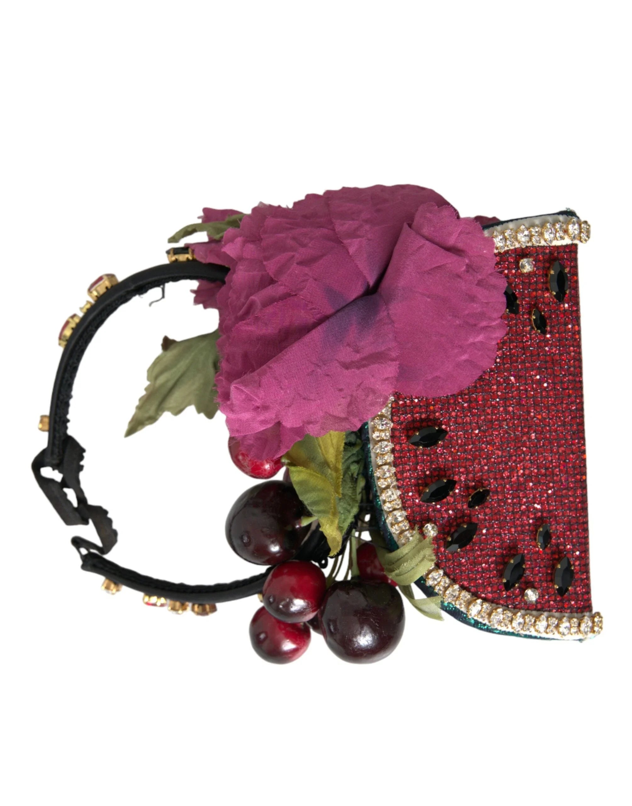 Dolce & Gabbana Red Watermelon Cherry Crystal Hairband Statement Diadem - Headbands