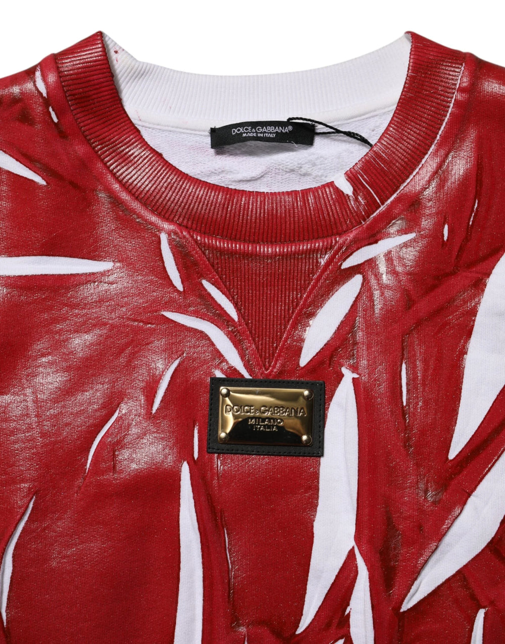 Dolce & Gabbana Red White Cotton Printed Pullover Sweater - IT42|M - Sweaters