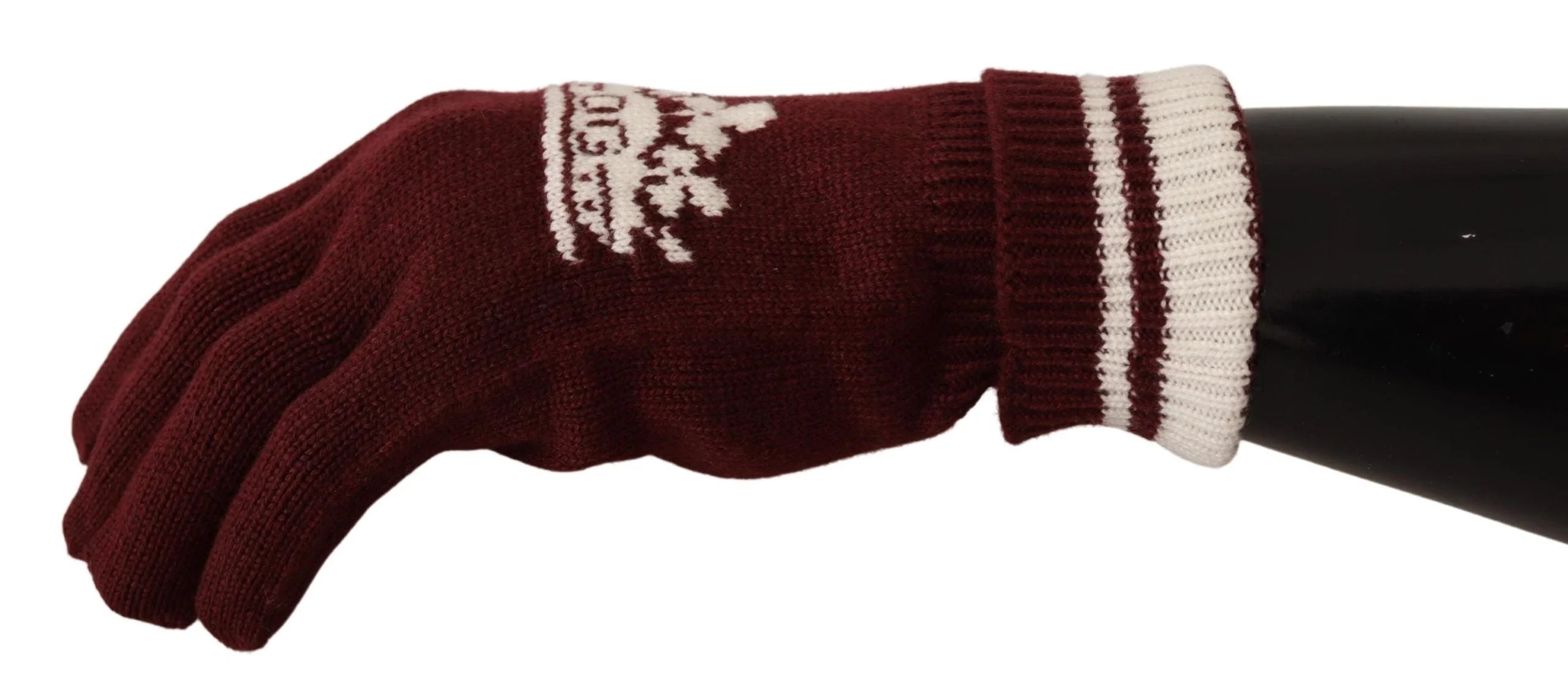 Dolce & Gabbana Red White D&G Logo Crown Cashmere Gloves - 9|L - Gloves & Mittens