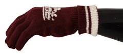 Dolce & Gabbana Red White D&G Logo Crown Cashmere Gloves - 9|L - Gloves & Mittens