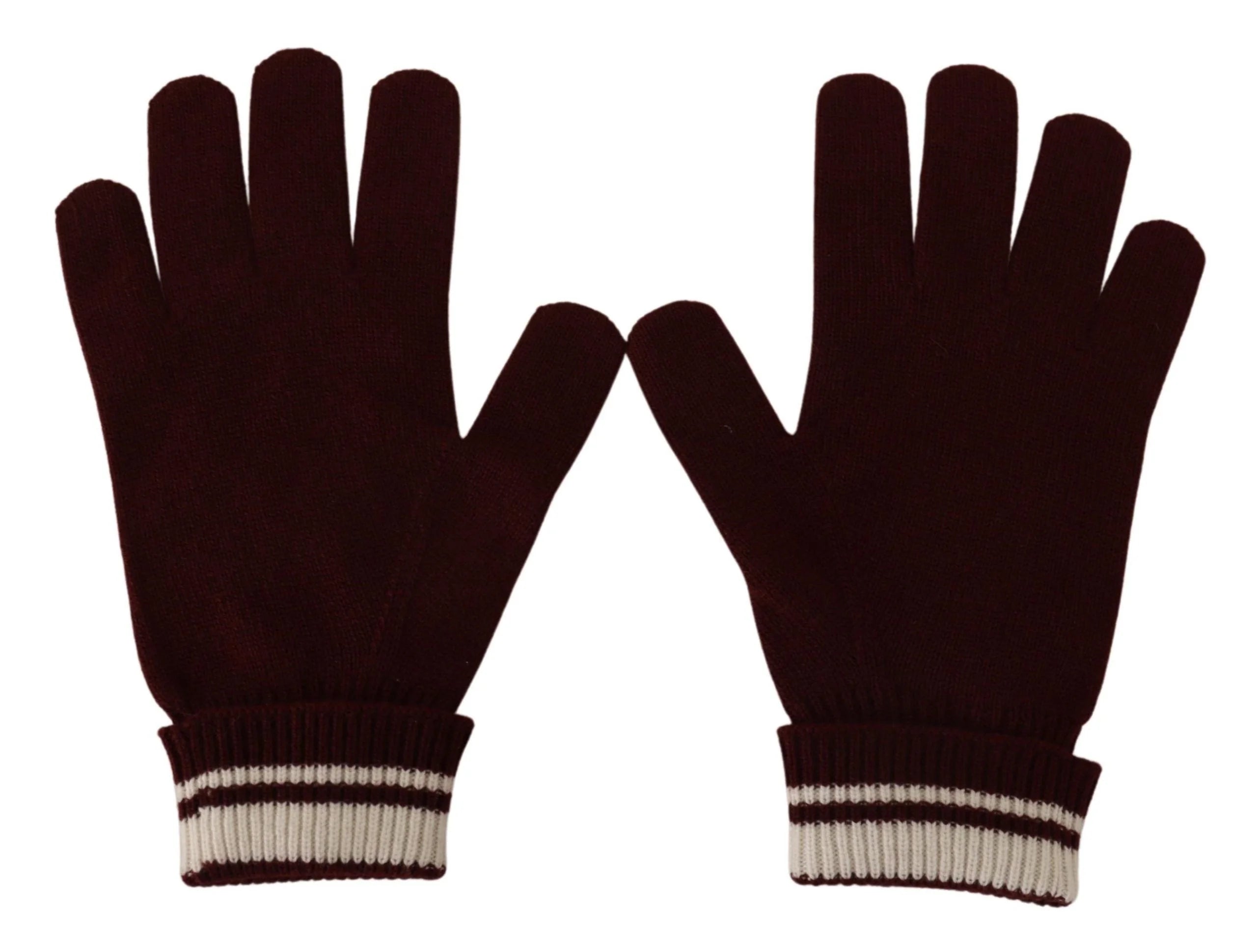 Dolce & Gabbana Red White D&G Logo Crown Cashmere Gloves - 9|L - Gloves & Mittens