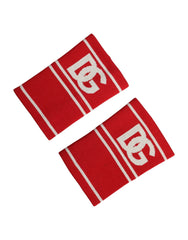 Dolce & Gabbana Red White DG Logo Cotton 1 Pair One SIze Wristband - Wristbands