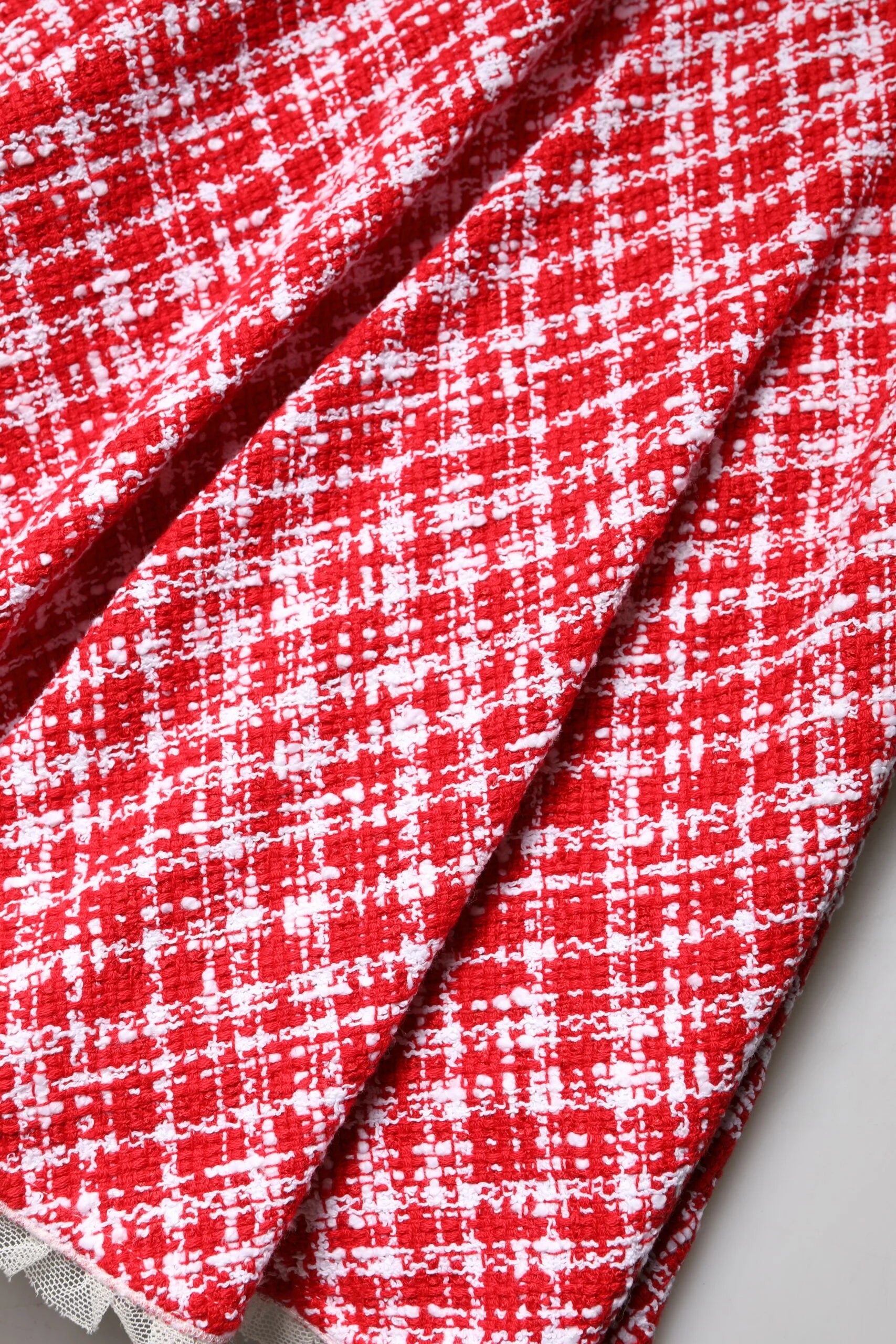 Dolce & Gabbana Red White High Waist A-line Above Knee Skirt - Skirts