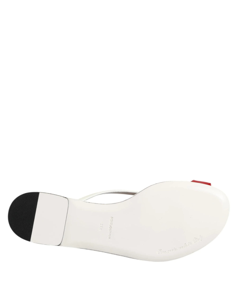 Dolce & Gabbana Red White KEIRA Flower Leather Sandals Shoes - Sandals