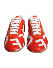 Dolce & Gabbana Red White Leather Logo Casual Sneakers Shoes - EU39/US8.5 - Sneakers