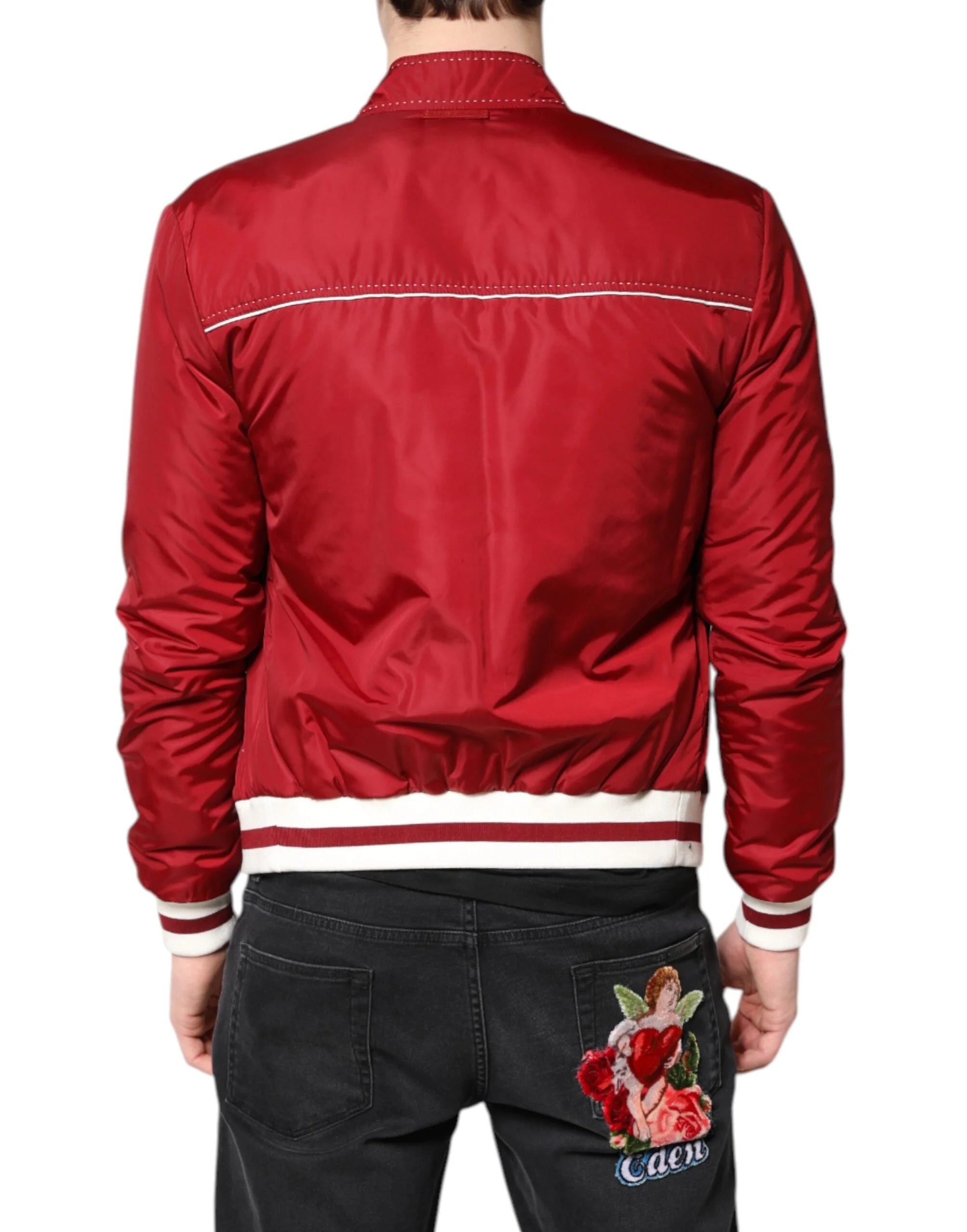 Dolce & Gabbana Red White Nylon Full Zip Men Bomber Jacket - IT44 | XS - Bomber Jackets