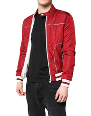Dolce & Gabbana Red White Nylon Full Zip Men Bomber Jacket - IT44 | XS - Bomber Jackets