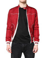 Dolce & Gabbana Red White Nylon Full Zip Men Bomber Jacket - IT44 | XS - Bomber Jackets