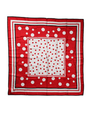 Dolce & Gabbana Red White Polka Dot Square Foulard 90cm x 88cm Scarf