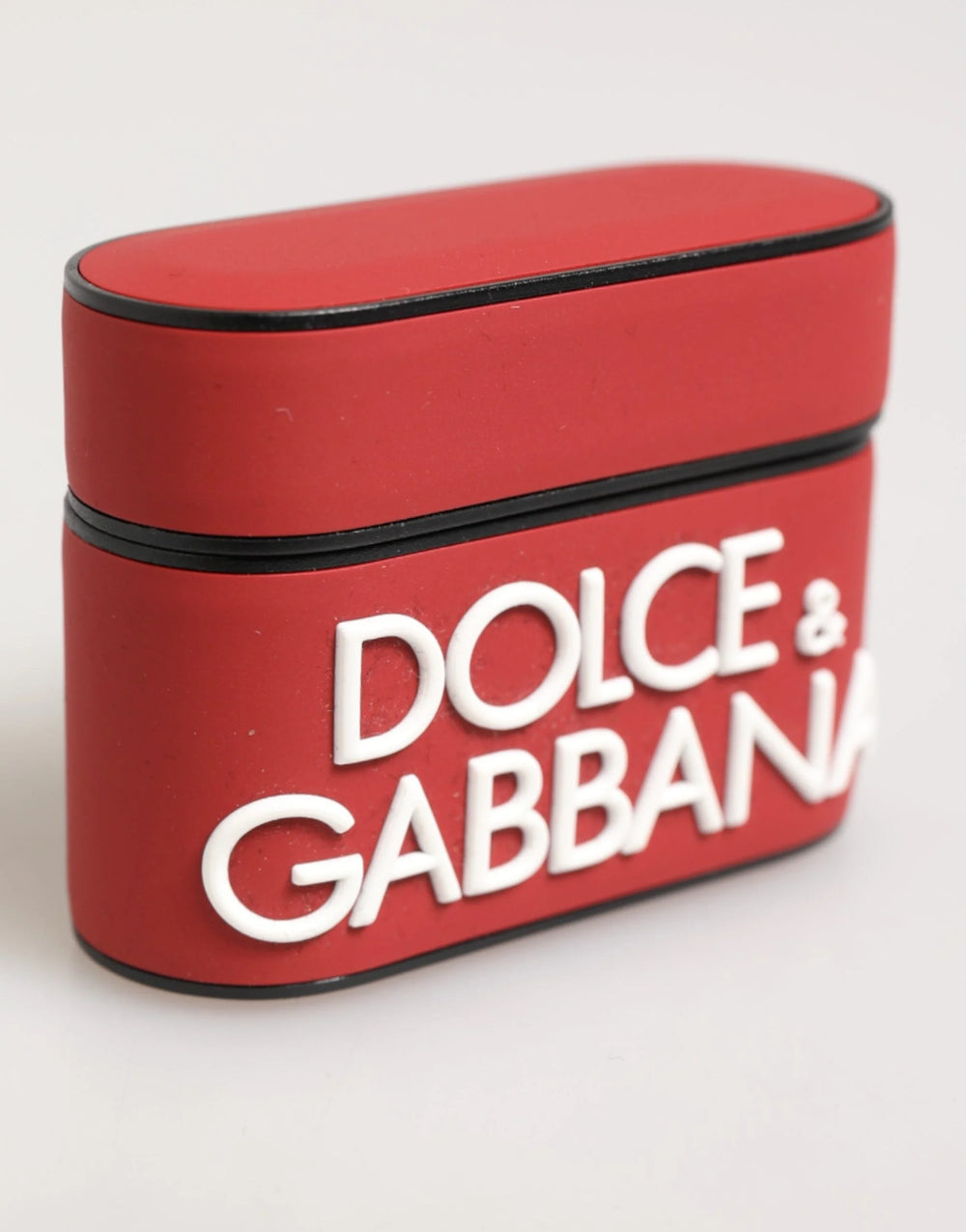 Dolce & Gabbana Red White Silicone Embossed Logo Accessory Airpods Case - Headphone Carrying Cases