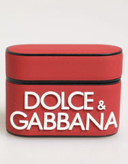 Dolce & Gabbana Red White Silicone Embossed Logo Accessory Airpods Case - Headphone Carrying Cases
