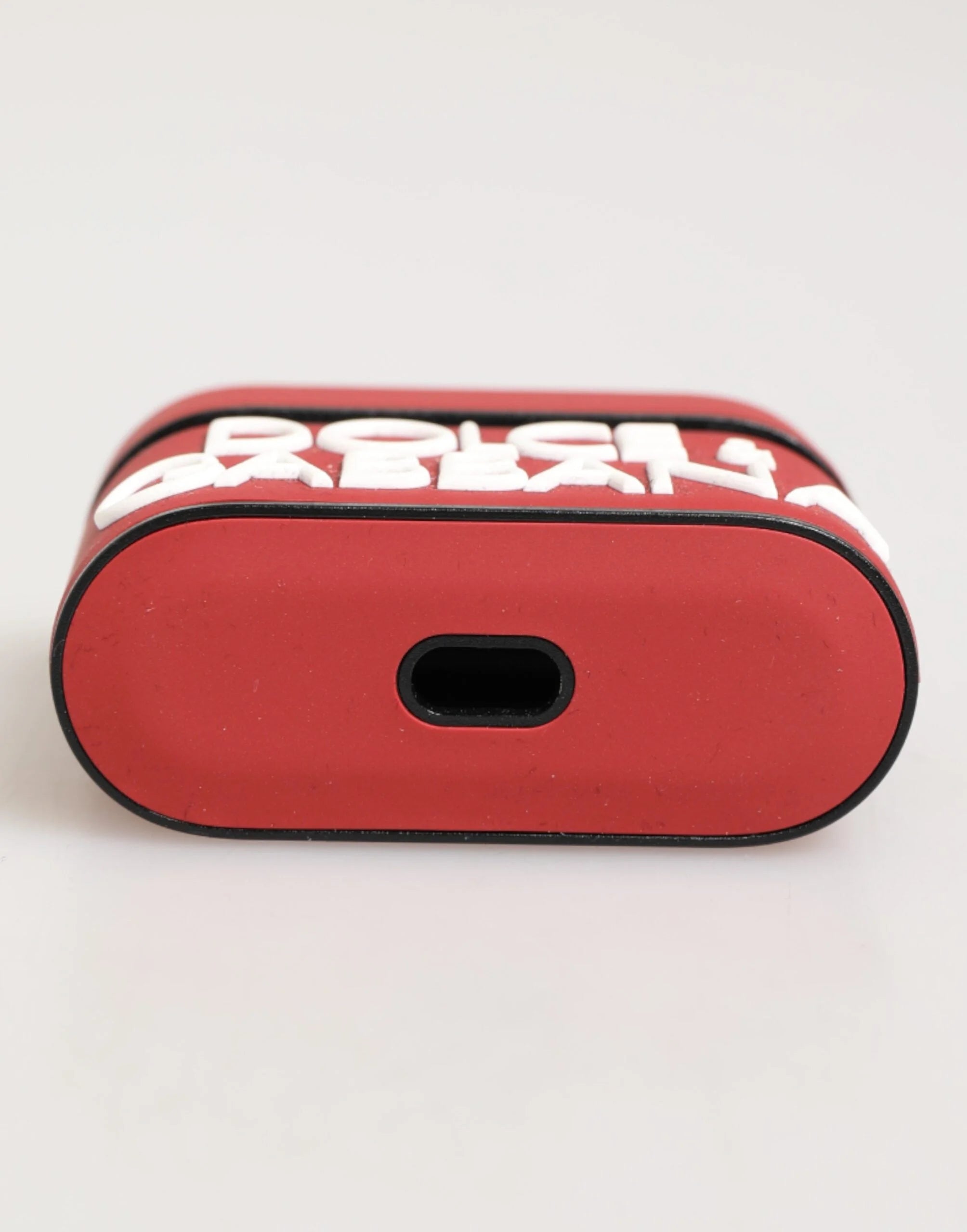 Dolce & Gabbana Red White Silicone Embossed Logo Accessory Airpods Case - Headphone Carrying Cases