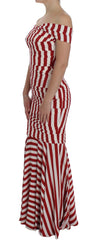 Dolce & Gabbana Red White Silk Stretch Dress - IT40|S - Dresses