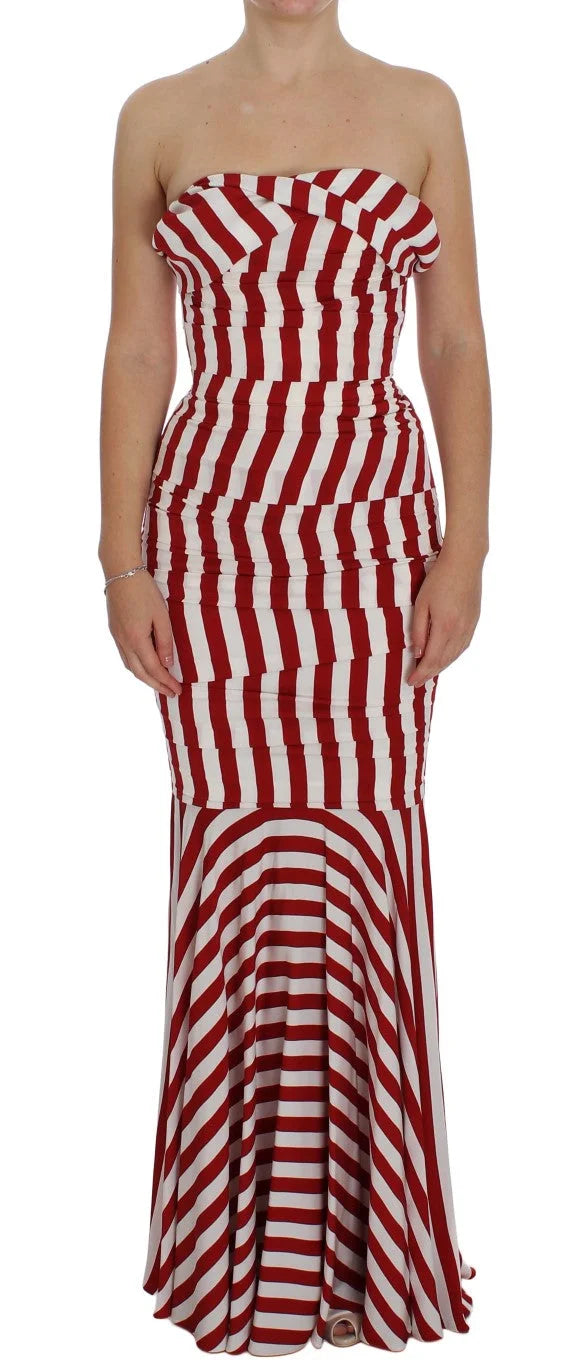 Dolce & Gabbana Red White Silk Stretch Dress - IT40|S - Dresses