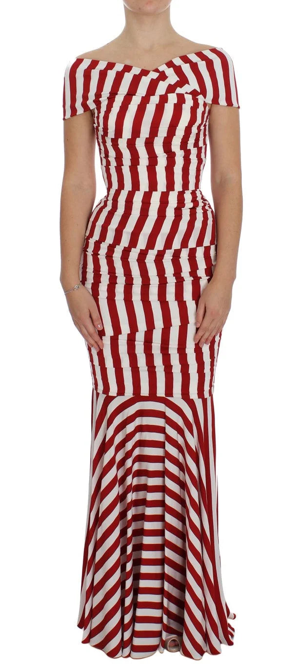 Dolce & Gabbana Red White Silk Stretch Dress - IT40|S - Dresses