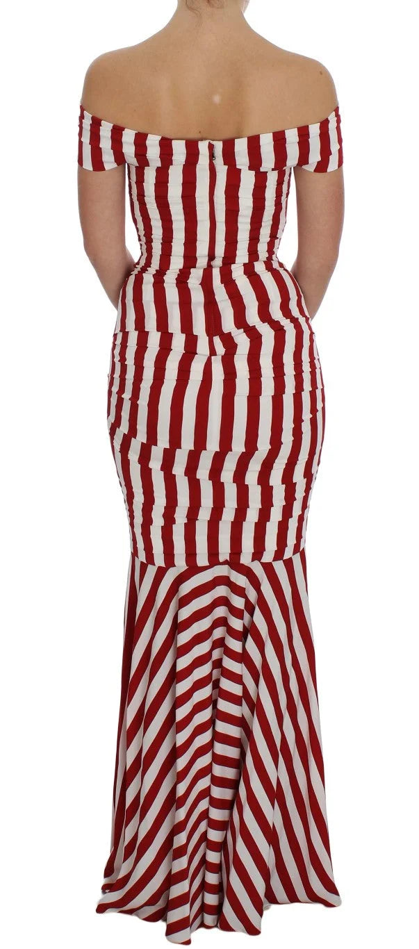 Dolce & Gabbana Red White Silk Stretch Dress - IT40|S - Dresses
