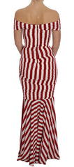 Dolce & Gabbana Red White Silk Stretch Dress - IT40|S - Dresses