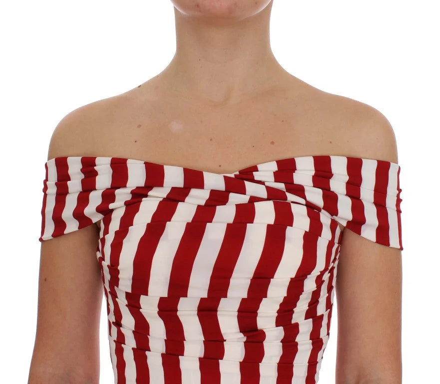 Dolce & Gabbana Red White Silk Stretch Dress - IT40|S - Dresses