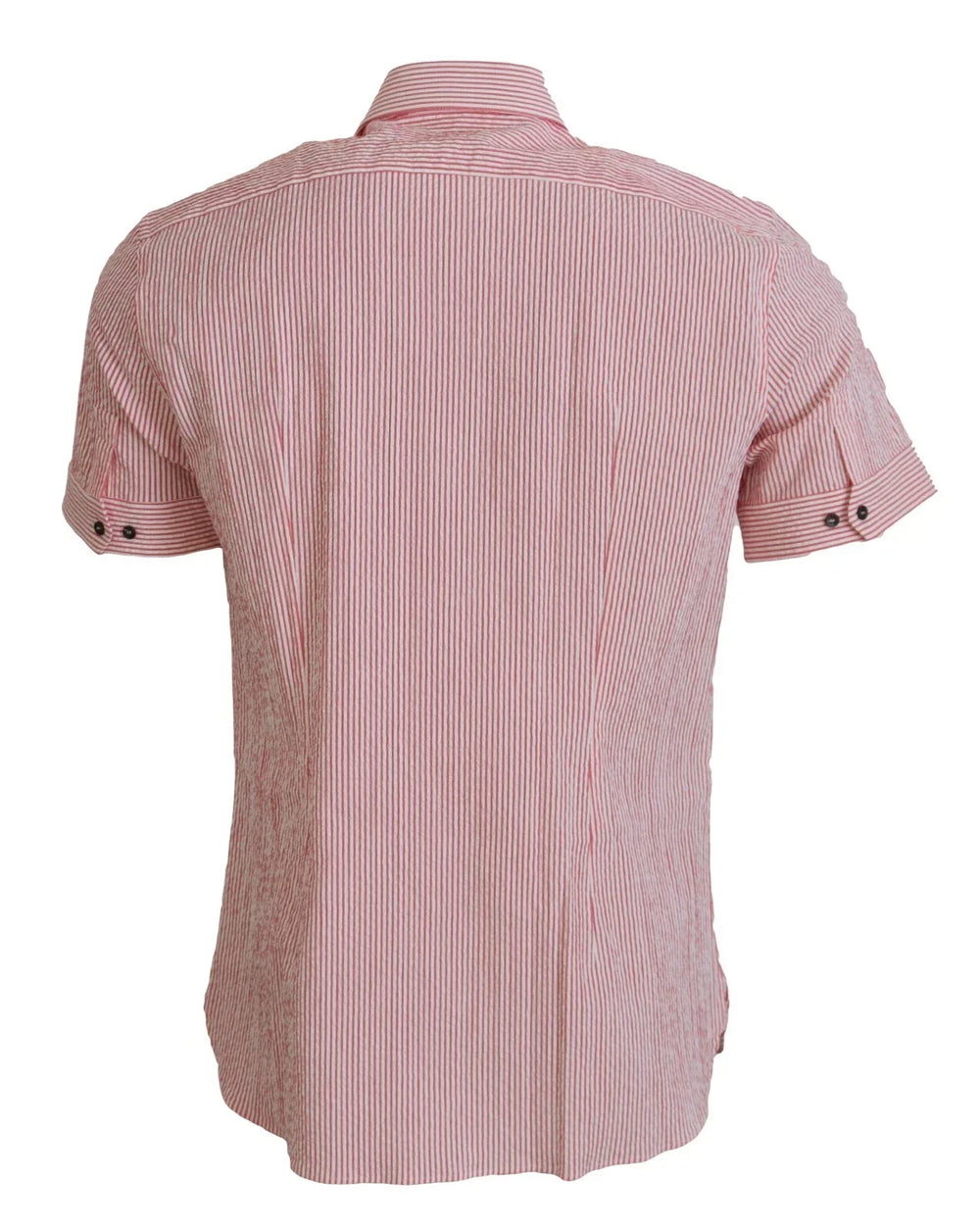 Dolce & Gabbana Red White Striped Cotton Short Sleeve Shirt