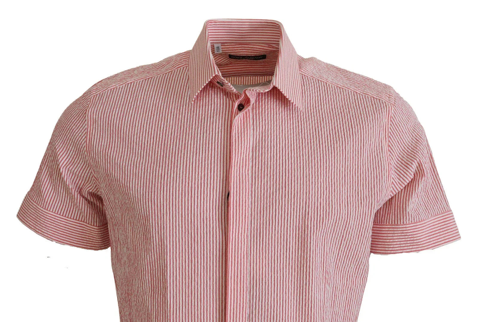 Dolce & Gabbana Red White Striped Cotton Short Sleeve Shirt