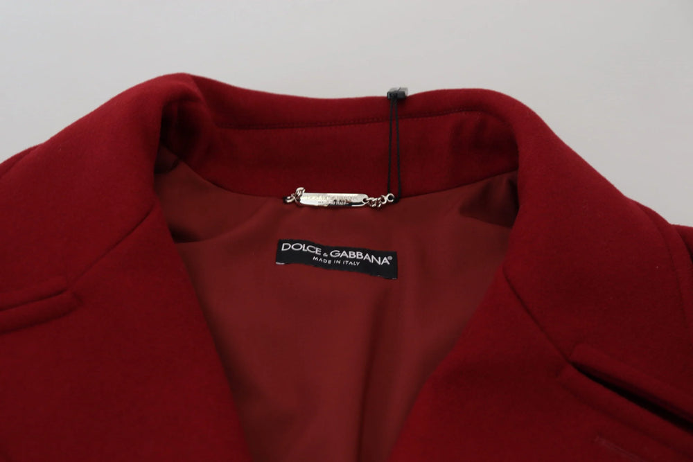 Dolce & Gabbana Red Wool Double Breasted Coat Jacket - IT52 | L - Overcoats