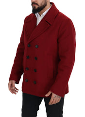 Dolce & Gabbana Red Wool Double Breasted Coat Jacket - IT52 | L - Overcoats