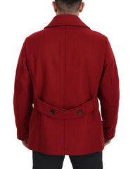 Dolce & Gabbana Red Wool Double Breasted Coat Jacket - IT52 | L - Overcoats